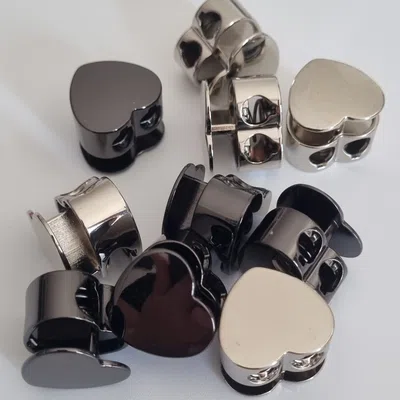 Stoper metal 20x20 czarne srebro serce